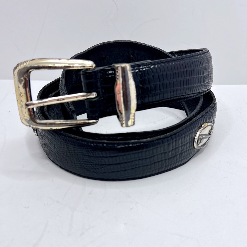 FootJoy Mens Black Lizard Embossed Leather Golf Belt Silver Buckle Size 38